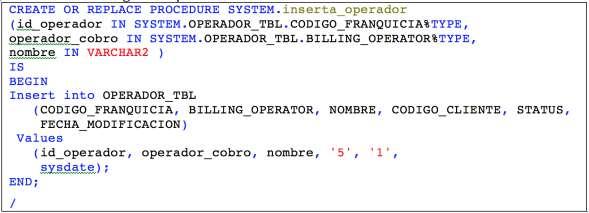 14 Base de datos II, Guía 4 Creación de Store Procedure 1. Abrir SQL Plus 2. Crear la tabla operador 3.