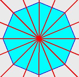 Un polígono regular cun número par de lados ten dous tipos de