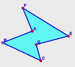 b) Cóncavo: o ángulo F é maior de 180º.