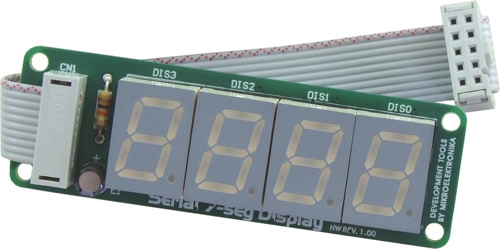 2 Placa adicional Serial 7-Seg Display La placa adicional Serial 7-Seg Display se utiliza para visualizar los dígitos en los visualizadores de siete segmentos.