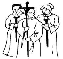 La capa pluvial que diversos ministros (presbíteros, clérigos, monjes) visten, con capucha o sin ella, con un broche en la parte delantera, lo hacen sobre todo en las procesiones, dentro o fuera de