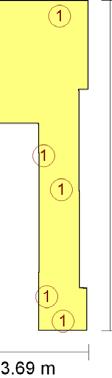 Posición de los valores pésimos calculados Iluminancia pésima en el eje central de las vías de evacuación (1.18 lux) Iluminancia pésima en la banda central de las vías de evacuación (1.