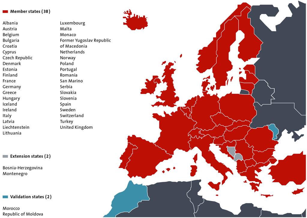 PATENTE EUROPEA. CONVENIO DE PATENTES EUROPEAS: ESTADOS MIEMBROS Permite obtener protección en hasta 38 Estados Miembros del CPE.