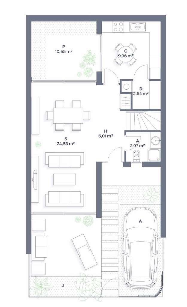 Podrás elegir entre viviendas de 3 y 4 habitaciones, incluso optar por una habitación más en la planta baja y convertirla en un despacho o en una zona de