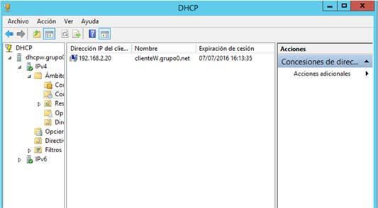 Configuración asignación estática La configuración estática en DHCP asegura que una misma máquina recibe siempre la misma IP.