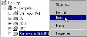 Almacenamiento de archivos de datos en el Zen Micro 48 En Windows XP, Windows 2000 o Windows Me Haga clic en el icono Quitar hardware con seguridad de la barra de tareas, haga clic en Quitar el