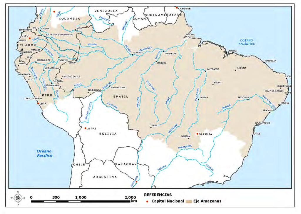 b) Río Tocantins: 547 km entre Marabá y Belém y 420 km entre Pedro Afonso/TO y Estreito/MA.
