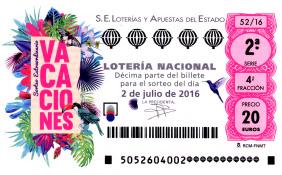 SORTEO DE LOTERÍA NACIONAL "EXTRAORDINARIO DE VACACIONES" "MIJAS" 2 de julio de 2016 El sábado día 2 de julio, a las 13 horas, se va a celebrar el Sorteo "Extraordinario de Vacaciones" de Lotería