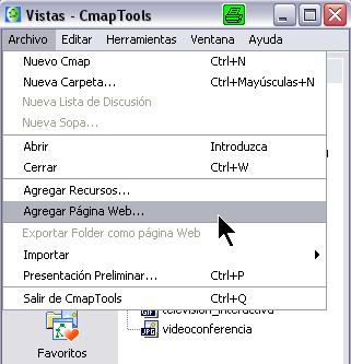 Agregar Página Web con IHMC CmapTools En la ventana Vistas - CmapTools: Puede