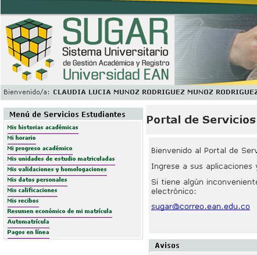 VERIFICACIÓN DE INSCRIPCION DE UNIDADES DE ESTUDIO Verifique en el Portal Académico SUGAR en que