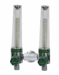FLUJÓMETRO. Flujómetro sencillo de presión compensada para oxigeno con escala de 0-15 l.p.m. Fabricado en perfil de latón y columna de policarbonato de alta resistencia.