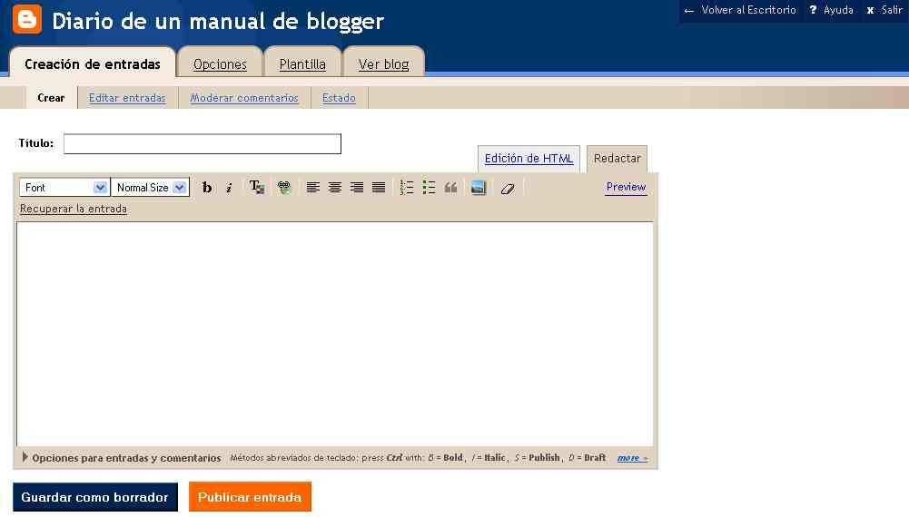 Editar el Blog Creació d articles Per crear els nostres articles simplement hem de donar-los un títol i escriure el contingut del mateix en el petit editor HTML que es mostra en la següent il