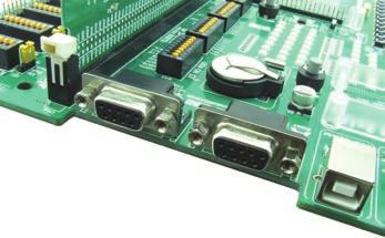 intercambiar los datos entre la PC y los periféricos. La comunicación serial RS-232 se realiza por medio de un conector SUB-D de 9 pines y el módulo USART del microcontrolador.