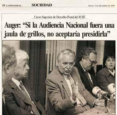 Presidenta del Cabildo (Noticia recogida por el periódico de la Provincia, 7 de Diciembre de 1999, con motivo de la inauguración del curso en la que intervino el Presidente de la Audiencia Nacional.