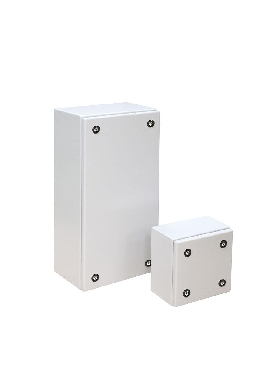 TeCNO Cajas de bornas en acero laminado IP65 Gama de producto (Acero laminado) Estándar --Cajas con laterales lisos y tapa atornillada en profundidad 95 y 135 mm.