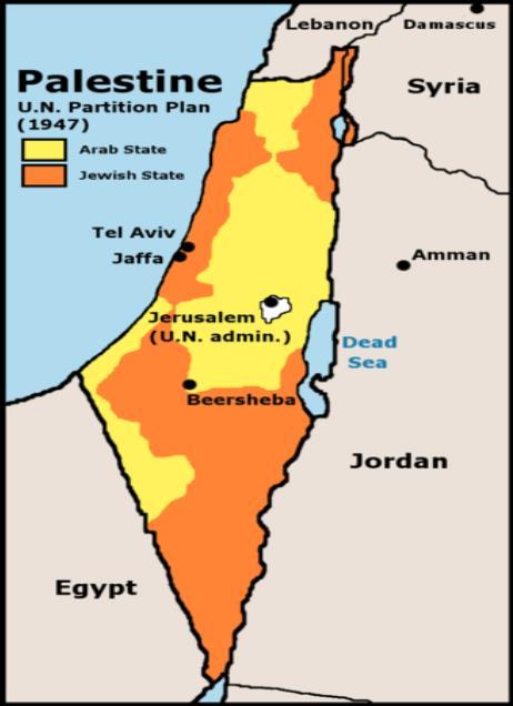 LA PARTICIÓN DE ISRAEL Y PALESTINA Gran Bretaña presenta un plan de partición del territorio en dos estados con