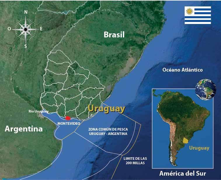 1.1.1 - Mapa de la República Oriental del Uruguay en la región Fuentes: Instituto Nacional de Estadística