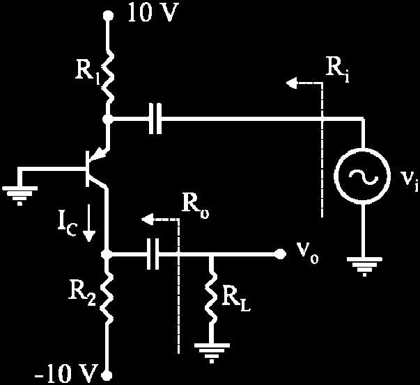- Del circuito amplificador representado en la figura se conocen los siguientes datos: V BE = 0,7 V h fe = β = 100 h ie = 2,5 K R 1 = 10 k R 2 = 5 k R L = 5 k 1.