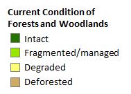 por carreteras y / o están producción de madera; Degradados: