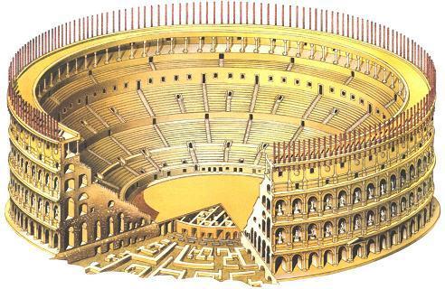 Un ejemplo EL COLISEO FLAVIO Ejemplos: El anfiteatro Flavio El anfiteatro de Nimes [ Arena de Nimes ] El Anfiteatro de Verona ( Italia ) Anfiteatros de Segóbriga, Mérida etc 4.