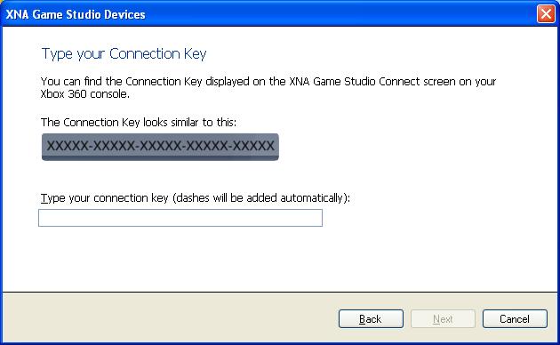 Teclear el Connection Key Aquí es donde necesitas la clave de conexión que te dio el Xbox 360,