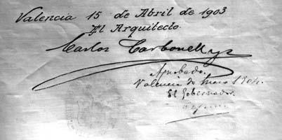 Carlos Carbonell Pañella en Alginet (Valencia): Mercado Municipal y Matadero 779 Cuartel de la Guardia Civil, 3 firmado en mayo de 1920, del cual sólo se ha encontrado en archivo la memoria 4 y los