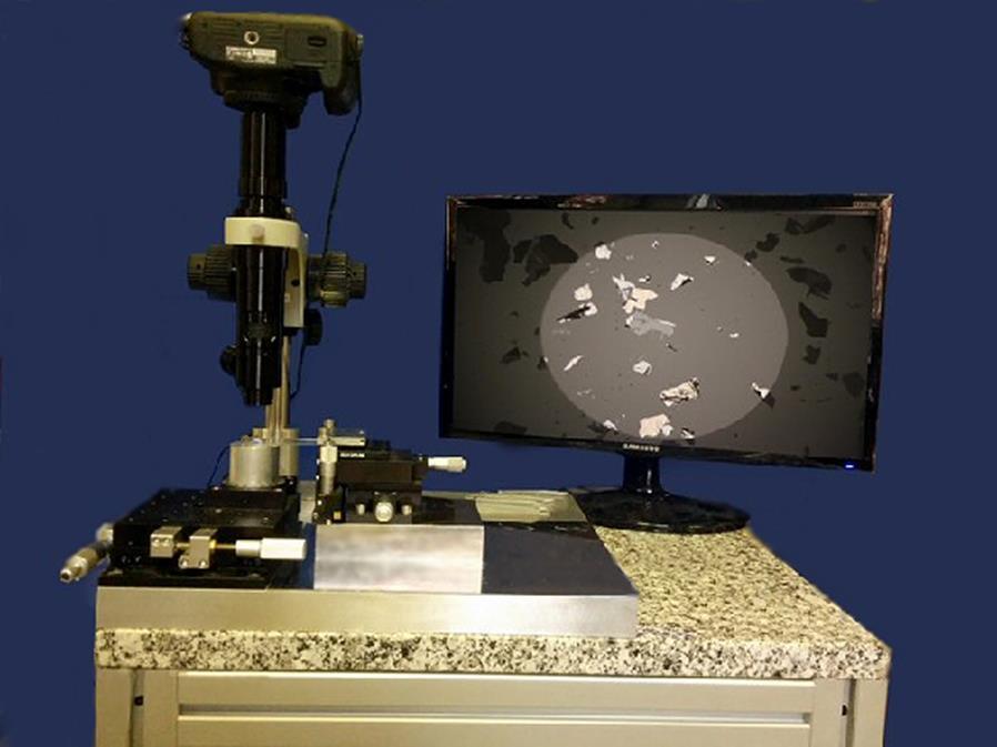 Capítulo 1 Introducción al grafeno a Vidrio Microscopio óptico Goniómetro Polímero con material 2D Substrato Mesa XYZ Mesa XY b Figura 1.