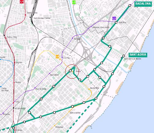 Aquest enllaç entre L4 i tramvia però, satisfarà a molt poca demanda, ja que la zona de Badalona estarà connectada amb la futura línia 9, i Sant Adrià de Besòs té parada de Rodalies; poden haver-hi
