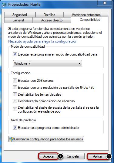 Nota: El proceso de Compatibilidad solo aplica para Windows 7 y Vista; para XP no es necesario