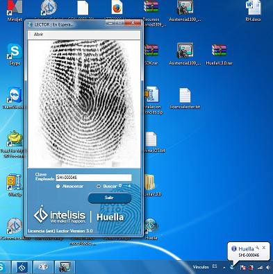 Al colocar la huella dactilar el icono de Intelisis Huella manda un mensaje con la clave del empleado. Eliminar Registros.