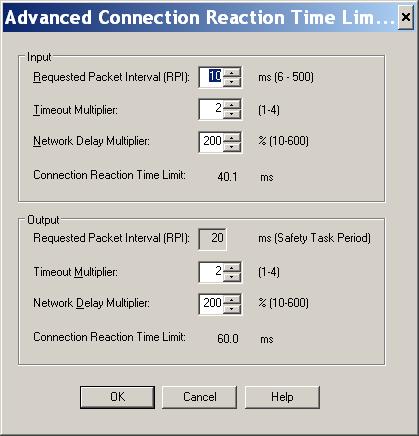 Apéndice C Tiempos de reacción 3. Haga clic en Advanced para abrir el cuadro de diálogo Advanced Connection Reaction Time Limit.
