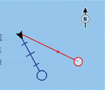 También puede iniciar la función de medición sin un cursor activo. Ambos iconos de medición se colocan inicialmente en la posición de la embarcación.