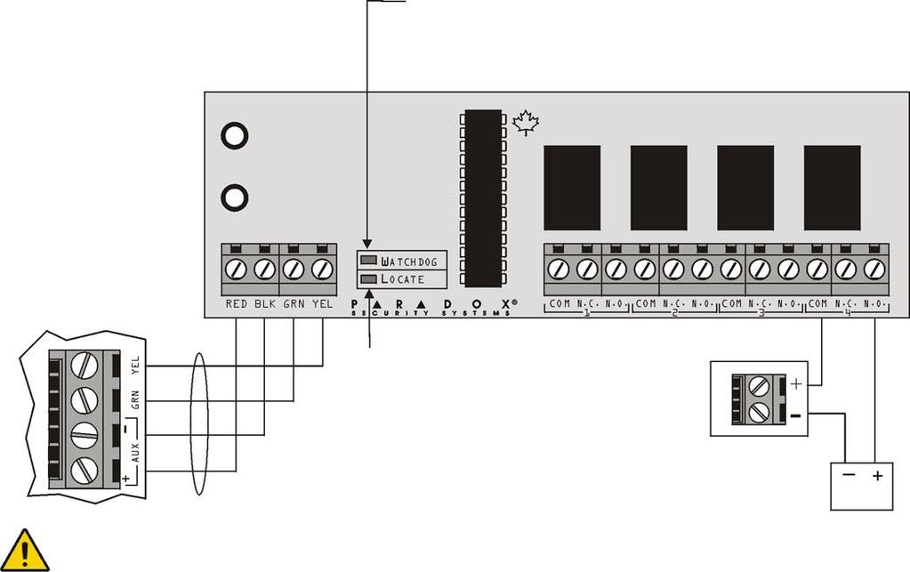 Módulo Bus de 4 Salidas (APR3-PGM4) LED Rojo WATCHDOG : Estado: parpadea cada segundo para indicar un funcionamiento normal.
