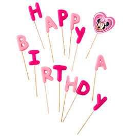 AÑADIR 5208480532Pack velas cumpleaños Happy Birthday Minnie Disney CafeEN