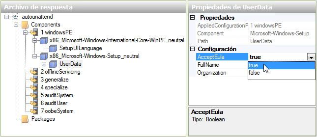 En el área Imagen de Windows, expanda UserData > ProductKey.