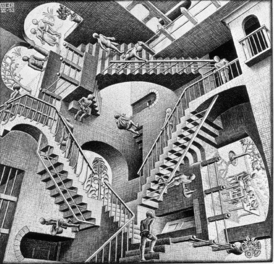 M.E.C. Escher: Relatividad (1953) B.