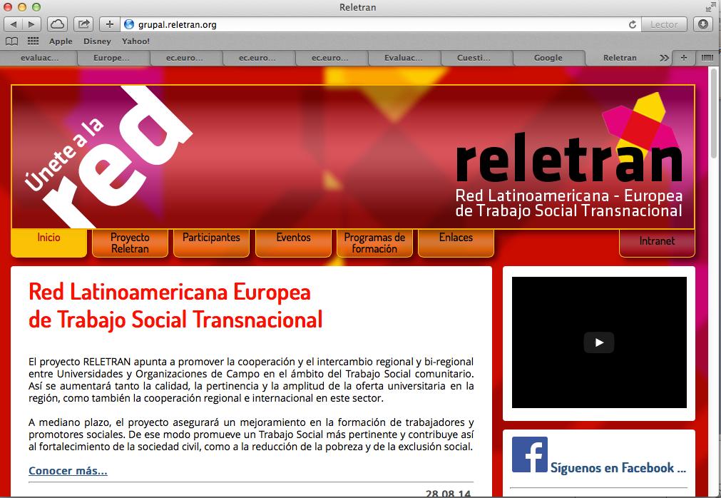 Grafico No. 1: Captura de pantalla del portal web del proyecto Fuente: captura de pantalla de www.reletran.