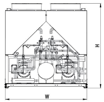 diseño compacto de las baterías del condensador organizadas en una configuración en "W" Funcionamiento silencioso Aprobado según la norma EN 378: 2008 (Requisitos de seguridad y