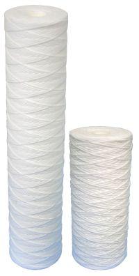 Cartuchos de Hilo En polipropileno o algodón blanqueado Cartuchos bobinados en Hilo de algodón blanqueado o Polipropileno Es el más común de los cartuchos filtrantes de profundidad.