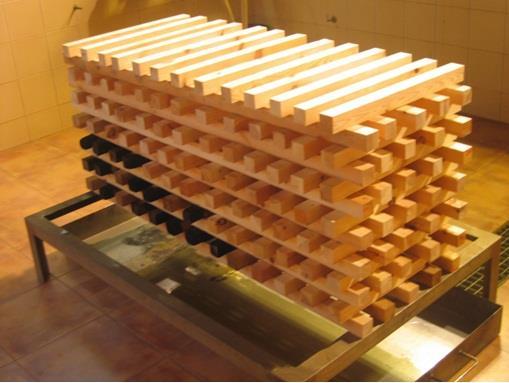 Por ejemplo, un hogar tipo 21 A está formado por un apilamiento de 14 capas de vigas de madera de 21 dm (2,10 m) alternando con vigas de 500 mm (0,5 m), y en cada capa de estas últimas hay 21 vigas.