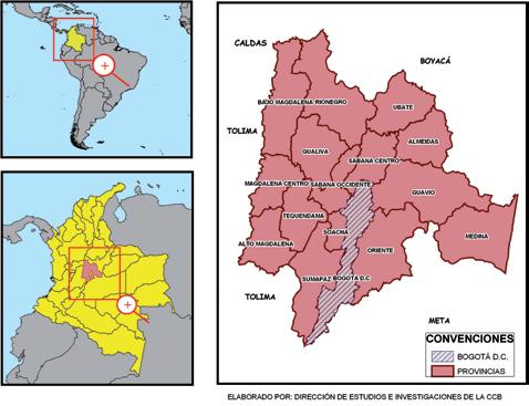 Capítulo I A. De Cundinamarca El departamento de Cundinamarca, localizado en la región central de Colombia, está conformado por 116 municipios y la ciudad de Bogotá, Distrito Capital.