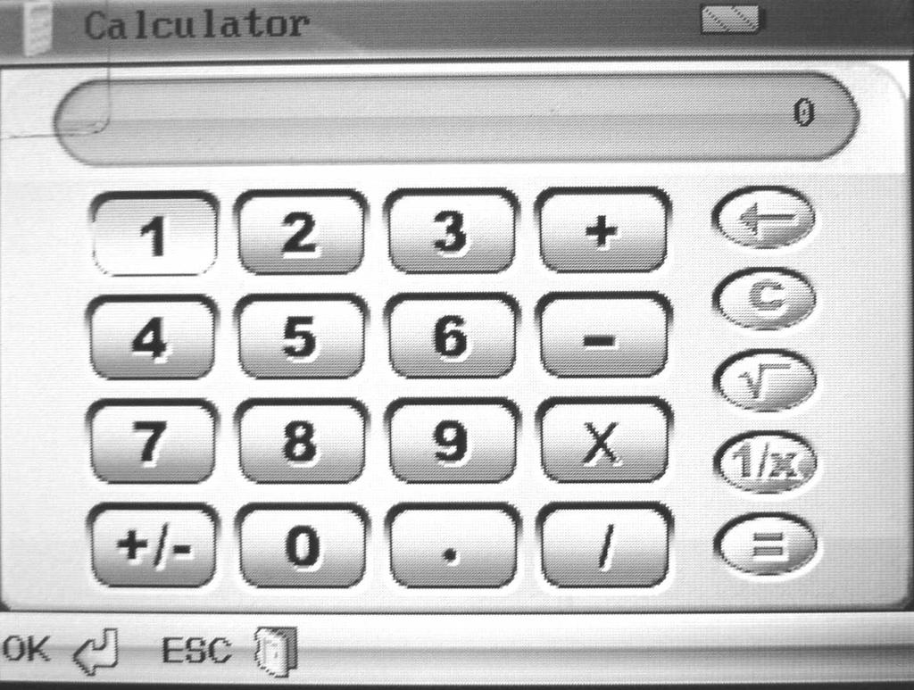 b). Presione el botón de la derecha para seleccionar las opciones Herramientas/calculadora y después presione el botón de play para entrar a la interfaz calculadora; c).