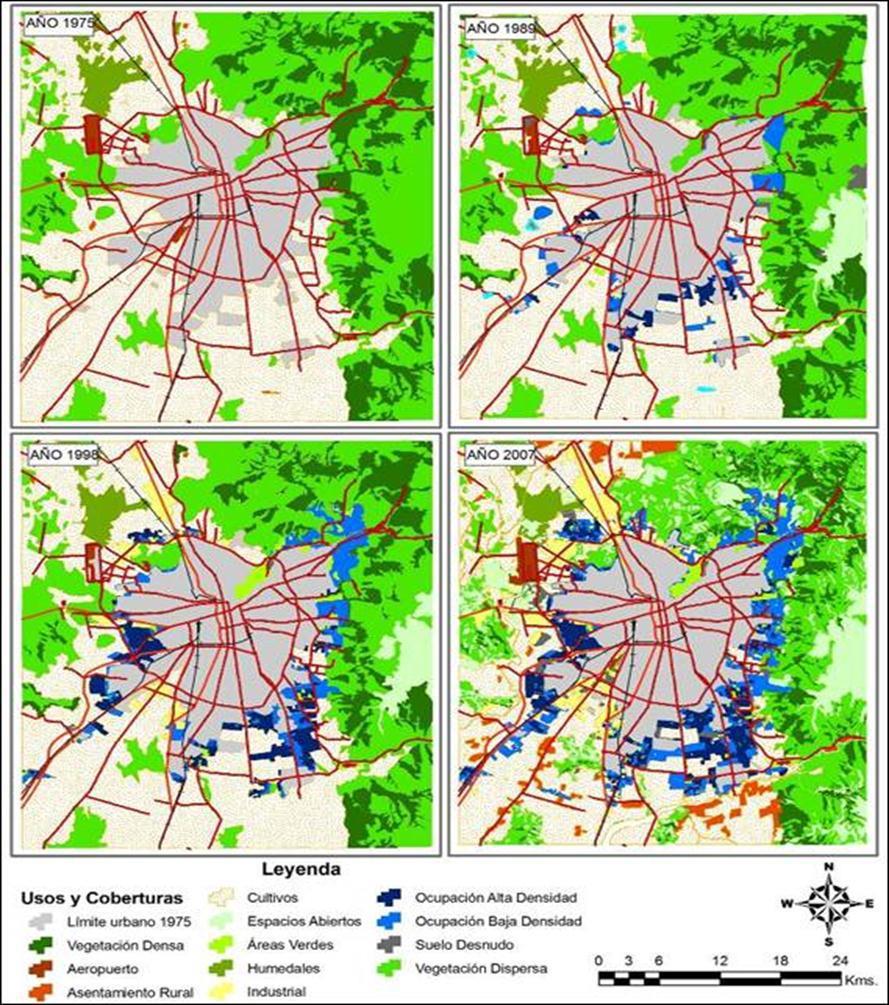 Figura 3. Área de interés de El Panul: el avance de la urbanización en el piedemonte andino de Santiago (Morales, 2012).