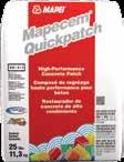 De color gris claro, Mapecem Quickpatch se puede aplicar en capas muy delgadas y hasta de 7,5 cm (3 pulgadas) en áreas confinadas.