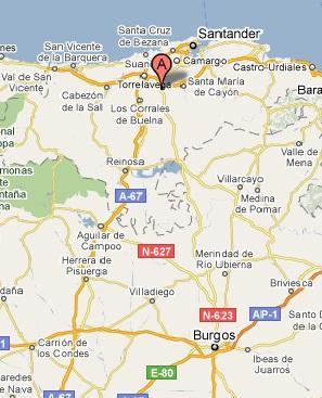 1.3.- Redes viarias. El vivero está ubicado a 40 Km de Santander (figura 5), 114 Km de Bilbao y 124 Km de Burgos.
