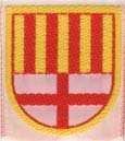 Escudo de Cataluña con rama en medio en azul.
