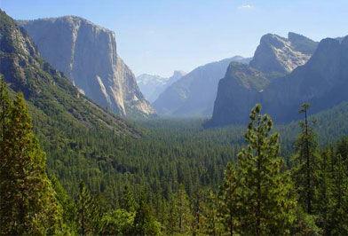El valle de Yosemite El valle de Yosemite representa tan sólo el 1% delárea del parque, pero es el lugar donde llegan y permanecen la mayoría de los visitantes.