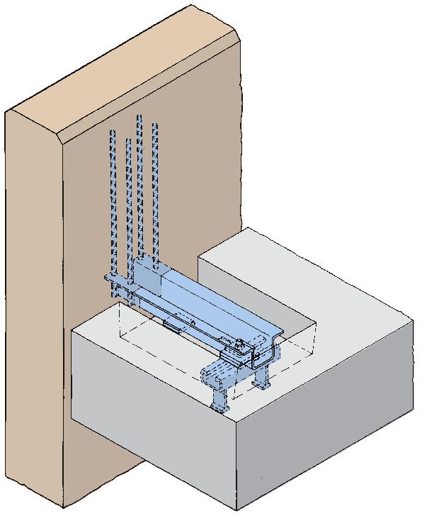 antepecho tipo BRA Grados de carga: 100-810 kn (perfiles 100-900) Hueco de pared: 0-120 mm Hay dos tipos de anclajes para antepecho: BRA-N (normal) y