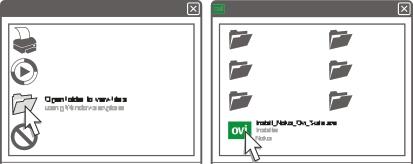 Seleccione Abrir la carpeta para ver los archivos y haga doble clic en Install_Nokia_Ovi_Suite.exe. 3 Siga las instrucciones.