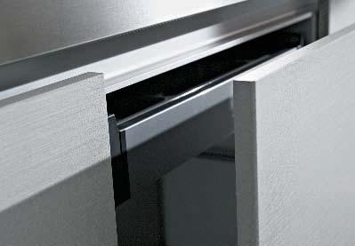 HANDLES, NOT INCLUDED IN THE LINEAR COLLECTION, ARE REPLACED BY HANDY GRIP-GROOVES ON BASE UNTS AND WALL UNITS, AND ON